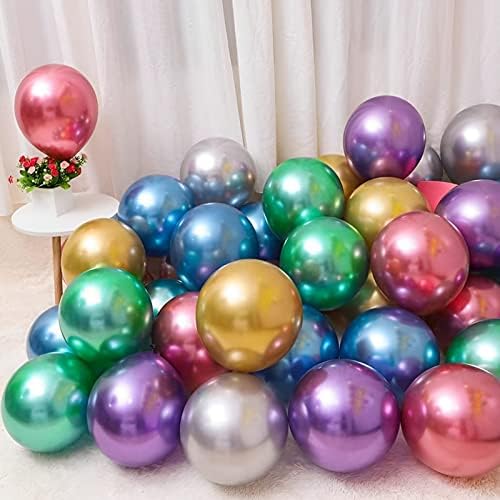Voırcolorıa 120 adet Metalik Balonlar 5 inç 12 Çeşitli Renkler Krom Parti Balonlar Erkek Kız Doğum Günü Bebek Duş