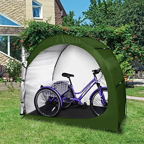 H & ZT Bisiklet depo çadırı-6.6' x 3 'x 5.3' Açık bisiklet örtüsü-Su Geçirmez çim biçme makinesi Bahçe Aletleri Döken-Arka