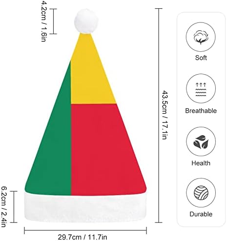 Benin Bayrağı Noel şapka Yumuşak Peluş Santa kap Komik Bere Noel Yeni Yıl Şenlikli Parti için