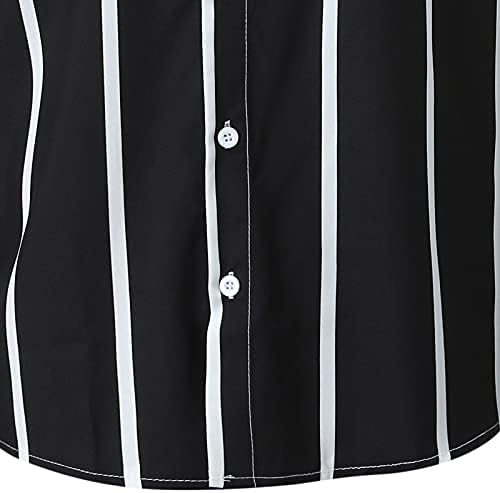 WOCACHİ Çizgili Elbise Gömlek Mens için, düğme Aşağı Uzun Kollu Slim Fit İş Gömlek Casual Plaj Çalışma Tops