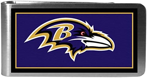 Sıskıyou Spor NFL Baltimore Ravens Çift katlı Cüzdan ve Renkli Para Klipsi, Siyah, Bir Boyut FBIL180LMP