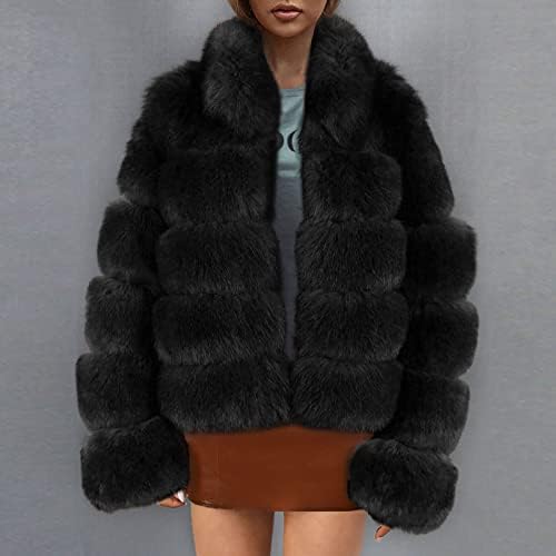 NaRHbrg Kadın Faux Kürk Ceketler, Sevimli Kabarık ve Bulanık Polar Mahsul Kabanlar Boy Yumuşak Palto Trendy Kış Sıcak
