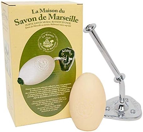Savon de Marseille-Döner Duvara Monte Sabunluk-Dayanıklı Krom Kaplama - 270 Gram Fransız Sabunu ile - Mekanik Koku