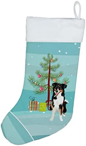 Caroline'ın Hazineleri WDK2947CS Avustralya Çoban Siyah Üç Renkli 3 Noel Noel Çorabı, Şömine Asılı Çoraplar Noel