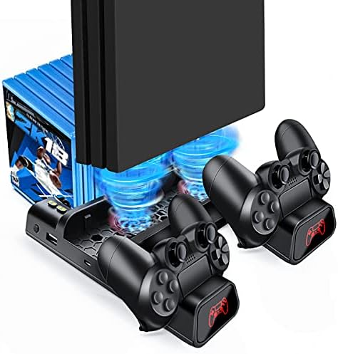 PS4 Slim Pro Denetleyici Şarj Cihazı dikey stant Soğutucu, Likorlove Çok Fonksiyonlu Soğutma Tutucu Şarj İstasyonu