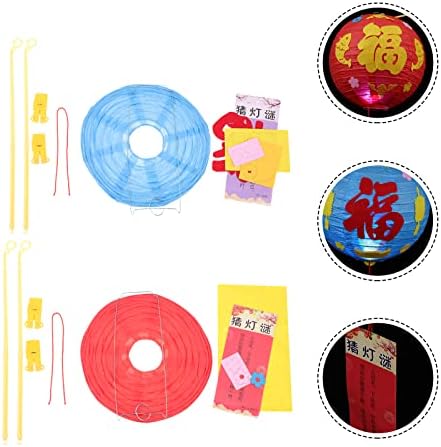 SEWACC yılbaşı dekoru çin feneri 2 Takım Çin Yeni Yılı Fenerler DIY El Kağıt Fenerler Festivali Dekor Taşınabilir
