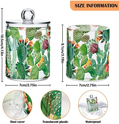 YYZZH Kaktüs Desen Suluboya Egzotik Kaktüsler Çiçek 4 Paket Qtip Tutucu Dağıtıcı pamuklu çubuk Topu Yuvarlak Pedleri