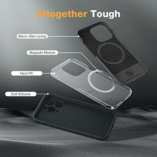 LK iPhone 13 Pro Max Kılıf ve 2 Paket Temperli Cam Ekran Koruyucu, İpeksi Dokunuşlu Silikon, MagSafe için Uyumlu Dahili