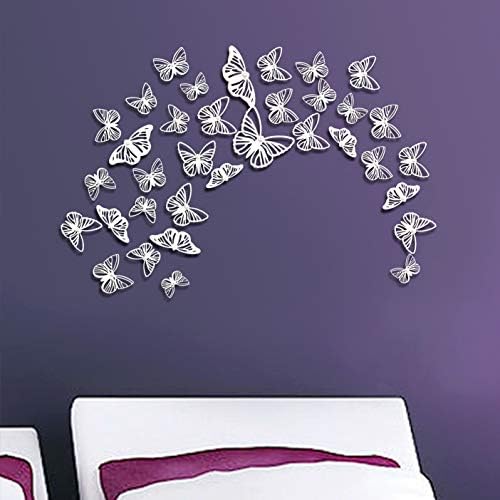 pinkblume Beyaz Kelebekler Süslemeleri 3D Kelebekler Duvar Çıkartmaları Sanat Çıkartmaları DIY Çıkarılabilir Kağıt