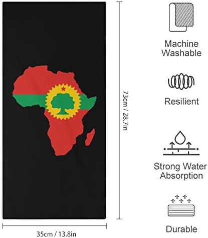 Afrika Haritası üzerinde Oromo Bayrağı Mikrofiber El Havlusu Süper Emici Havlu Hızlı Kuru Lif