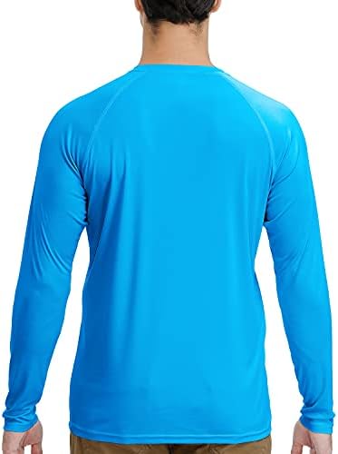 Erkek UPF 50 + Uzun Kollu Güneş Gömlek UV Koruma Hızlı Kuru Hafif Gömlek Yürüyüş Balıkçılık Yüzmek T Shirt