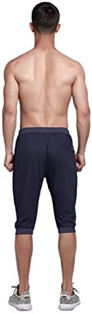YSENTO erkek Pamuk Rahat 3/4 Jogger koşu kapri pantolonlar Diz Altı spor egzersiz şortu Fermuarlı Cepler