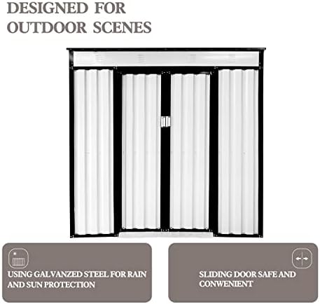 Incbruce Açık Depolama Çim Çelik Çatı Tarzı Sürgülü Kapı ile 6' x 4' Dış Takım Evi Tutuyor (Beyaz)