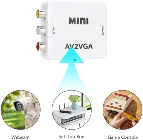 Video Dönüştürücü, 480P Mini AV-VGA Adaptörü, Kompozit TV Set Üstü Kutusu Ses Video Dönüştürücü (Beyaz)