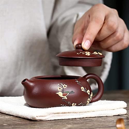 Modern Çaydanlıklar Demlik 200 ml El Yapımı Mor Kil Çaydanlıklar Çiçekler Ve Kuşlar Xishi demlik Zisha çay seti Çaydanlıklar