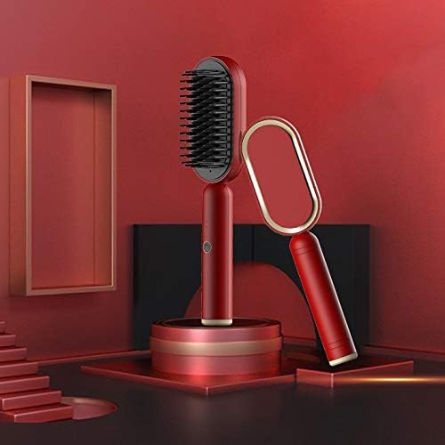 CUJUX saç düzleştirici fırça Anti-haşlanma elektrikli tarak hızlı ısıtma kıvırcık ve düz saç (Renk: kırmızı)