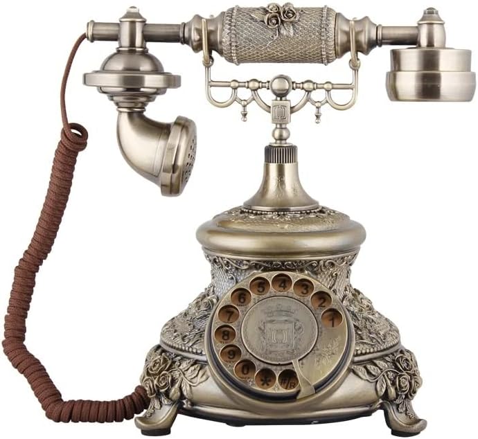 HOUKAI Kablolu Retro Telefon Antika Döner Kadran Ev Telefonu Klasik Bronz Vintage Telefon Antika Hediyeler Ev Hediyeler
