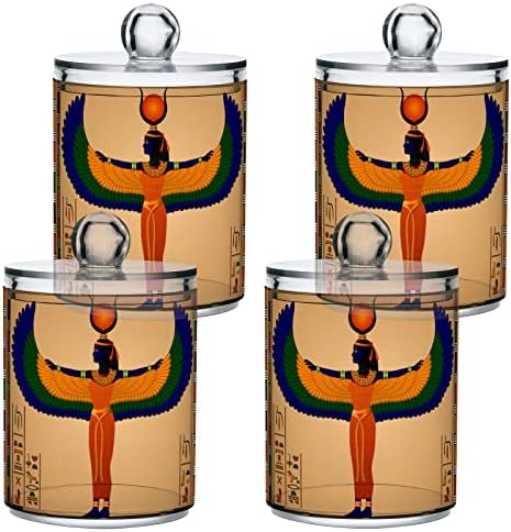 ınnewgogo Antik Mısır Dini 2 Paket pamuklu çubuk Topu Tutucu Organizatör Dağıtıcı Kapaklı Plastik Şeffaf Kavanozlar