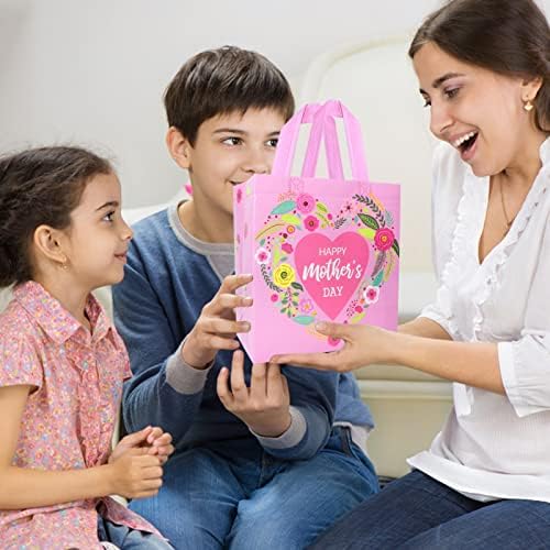 HADDIY anneler Günü Tote hediye kulplu çantalar, 12 Adet Toplu Çiçek Dokunmamış Aşk Anne Şeker Torbaları Hediye Paketi