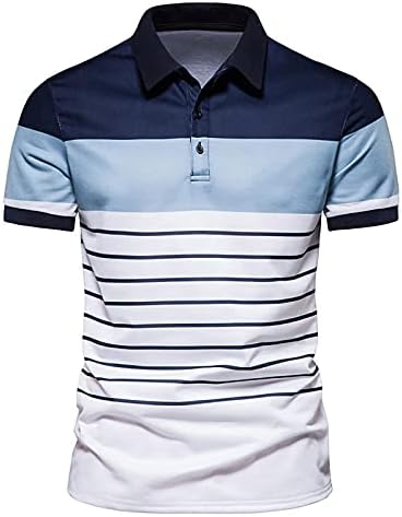 ZHISHILIUMAN Erkek Kısa Kollu Çizgili polo tişört Slim Fit Spor Golf T Shirt Rahat Hafif Yakalı Düğme T-Shirt