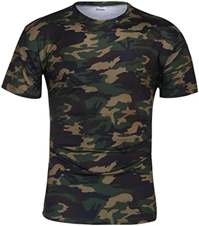 Erkek Kısa Kollu Kamuflaj Gömlek Casual Ordu Taktik Slim Fit Kas Üstleri Çizgili Desen Baskı T-Shirt