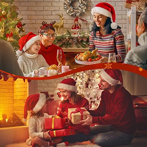 Noel Baba Şapkaları, Rahat Astarlı ve Peluş Kenarlı Noel Şapkası, Yeni Yıl Şenlikli Tatil Partisi için Kırmızı Kabarık