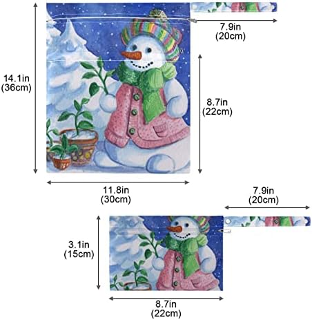 Kıgaı 2 adet Noel Kardan Adam Islak su geçirmez çantalar,Su Geçirmez Kullanımlık Bez Bebek Bezi Islak su geçirmez
