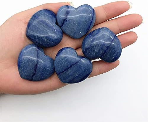 LAAALİD XN216 2 Adet Doğal Mavi Aventurin Kalp Şekli Çakra Taşları Oyma Reiki Şifa Dekorasyon Doğal Taşlar ve Mineraller