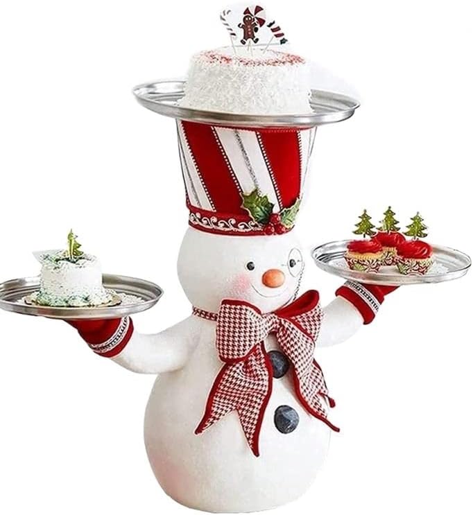 EESLL Tatlı Raf Noel Kardan Adam Kek Standı Reçine Heykeli Şeker Tepsisi Parti Noel Süslemeleri (Renk : 01)