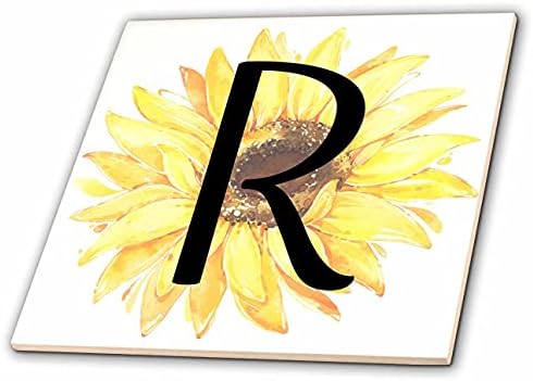 3dRose Monogram R Suluboya Ayçiçeği Karolarının Güzel Görüntüsü (ct_349945_1)