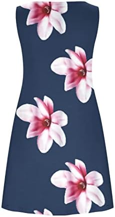 Yaz elbisesi Kadınlar için 2023 Plaj Çiçek Kolsuz Sundress Casual Cepler Boho Elbise