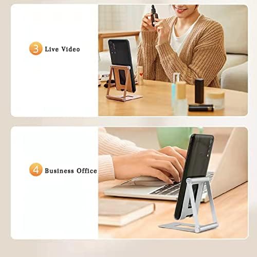 Masa için Cep Telefonu Standı, Ayarlanabilir Açı ve Hemen Hemen Tüm Akıllı Telefon veya Tabletlerin Alüminyum Katlanabilir