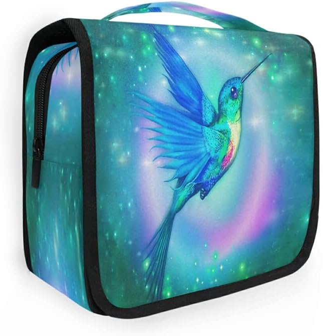 Asılı makyaj çantası Glitter Mavi Hummingbird Makyaj Seyahat çantası Tuvalet Taşınabilir Tuvalet Organizatör Çanta
