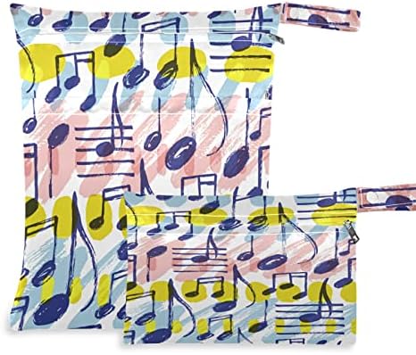 ZZXXB Renkli Müzik Not Su geçirmez ıslak Çanta Kullanımlık Bez Bebek Bezi Islak Kuru fermuarlı çanta Cep Seyahat Plaj