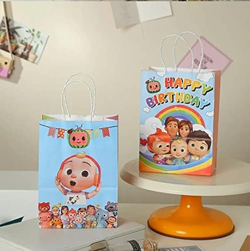 16 adet Set Karikatür çocuk hediye keseleri, Neşeli Aile, çocuk doğum günü hediyesi Tote Kağıt Torbalar Karikatür