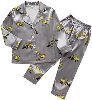 Çocuk pijamaları Bebek Kız Erkek Pijama Pijama Seti Düz Renk Saten Düğme Aşağı Noel Pijama Büyük Kızlar