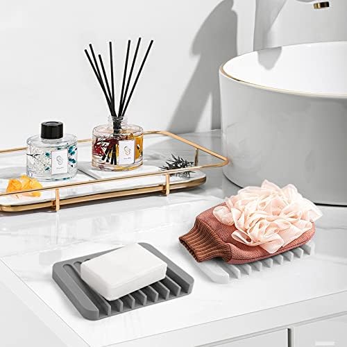 KAJUDA Kendinden Drenajlı Sabunluklar, Premium Silikon Sabunluk, Duş Banyo Mutfak Süngerleri için Sabun Tepsisi Koruyucu,