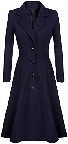 ıYYVV Bayan Kış Yaka Düğmesi Uzun Trençkot Ceket Palto Tüylü Elbise Dış Giyim