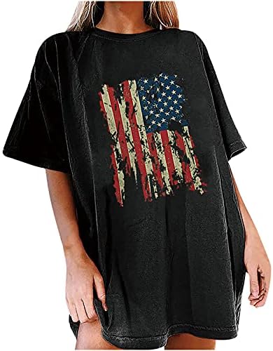 Bağımsızlık Günü Üstleri Kadın Amerikan Bayrağı Gömlek Yıldız Çizgili Kısa Kollu Vatansever Tee 4th Temmuz ABD Bluzlar