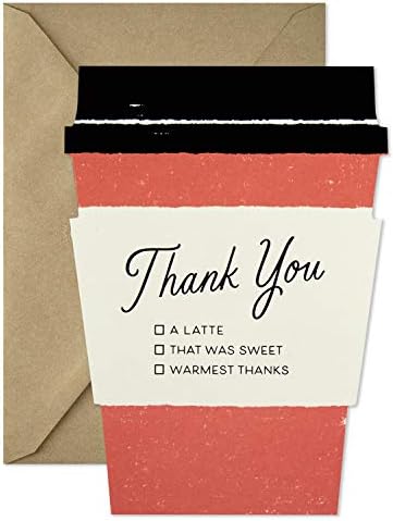 Hallmark Teşekkür Kartları Paketi (Zarflı 15 Teşekkür Notu, Kahve Fincanı)