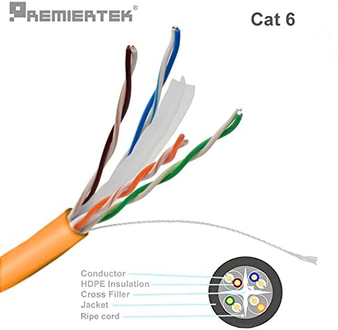 Premiertek 1000ft Cat6 23AWG UTP Katı 4 Çift Ağ Ethernet LAN Kablosu Toplu Turuncu (CAT6-CCA-1KFT-O)