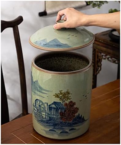 JALYKA Vintage Pirinç Pot, Pirinç Saklama Kabı, Pirinç Dağıtıcı için Mutfak, Seramik Pirinç Kova ile Kapak