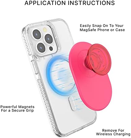 PopSockets: MagSafe Telefon Tutacağı, Telefon Tutacağı, Kablosuz Şarj Uyumlu-MagSafe için Neon Pembe Yarı Saydam ve