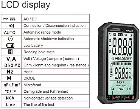 QUUL MY8233 LCD Büyük Ekran Dijital Akıllı Multimetre Arkadan Aydınlatmalı Multimetre Doğru Akım AC Gerilim Akım Test