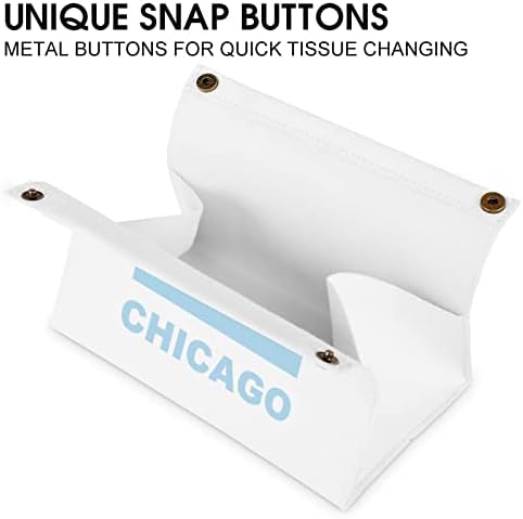 Chicago Eyalet Bayrağı Doku Kutusu Kapağı Modern PU Deri Peçeteler Dokular Küp araba için tutucu Banyo Gece Standları