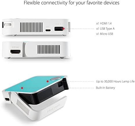 ViewSonic M1 Mini Ultra Taşınabilir LED Projektör, Otomatik Kilit Taşı, JBL Hoparlör, HDMI, USB, Dongle ile Netflix