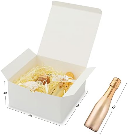 YUEFANBOX Beyaz Hediye Kutuları 8×8×4 inç, 12 Paket, Hediye Paketleme için Kapaklı Kağıt Hediye Kutusu, Nedime Teklif