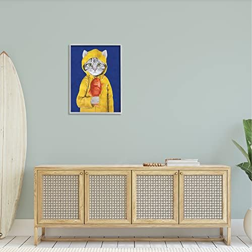 Stupell Industries Balıkçı Kedisi Sarı Tüylü Kedi, Tasarım Coco de Paris