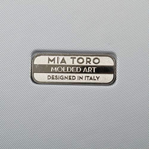 Mia Toro İtalya Kalıplı Sanat Soyulmuş Küpler Sert Yan Spinner Carry-on, Gümüş, Bir Boyut