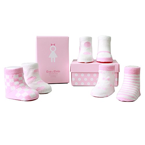 Agibaby Kız Bebek Pembe kaymaz 6 çift çorap seti, 0-12 ay, şık kutu ve sevimli çorap tasarımlarında